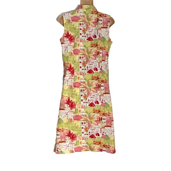 Talbots Women Size 10 Sleeveless Button Front Shirt Dress Pink Green Stick Women - Picture 9 of 9